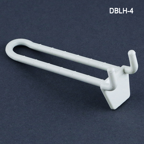 4 Double-Loop Pegboard and Slatwall Hooks - Plastic, DBLH-4