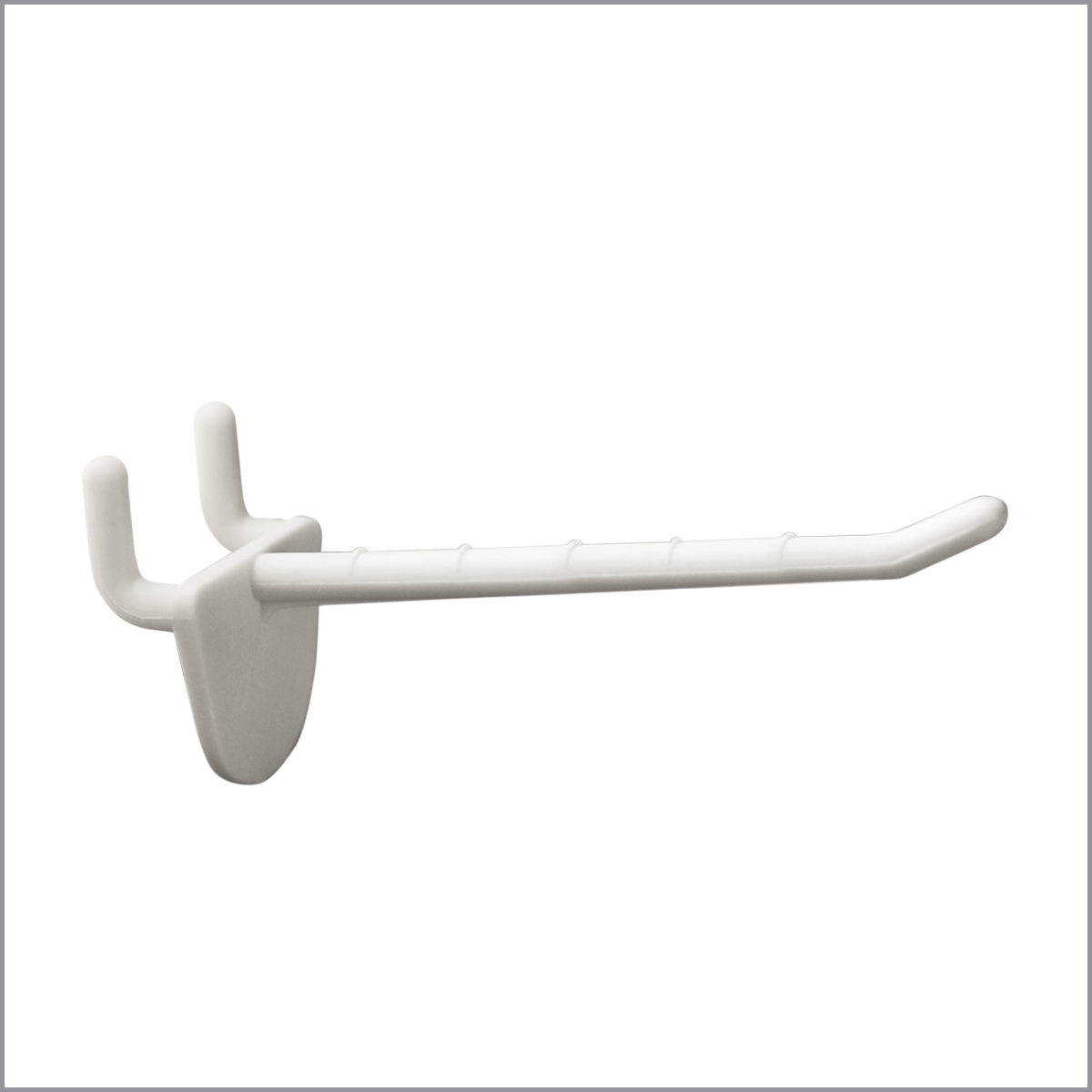 Double Prong Hook White Plastic Pegboard/Slatwall Merchandising