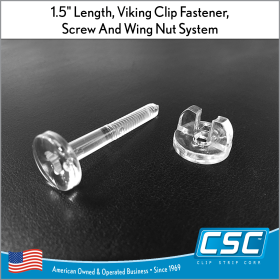 1.5" screw length, Clear styrene, pop display fastener, viking clip, nc-15