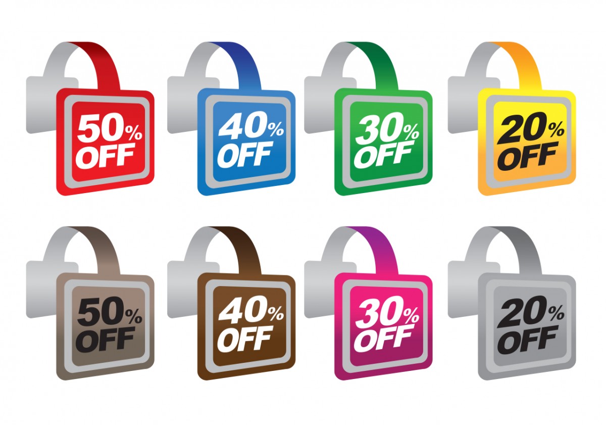 multicolored sign wobblers for hanging store signs off shelf edges